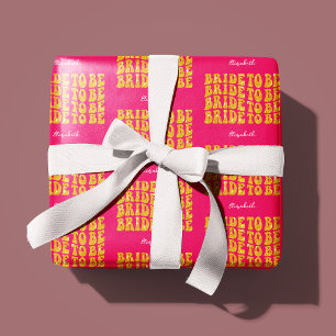 Braut Gold Glitter-Text mit Namen, Rosa Geschenkpapier