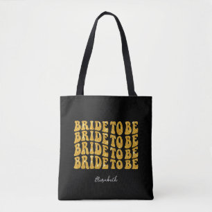 Braut Gold Glitter-Text mit Namen, Schwarz Tasche
