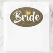 Braut-Golddatums-Herz-Glitzer personalisiert Ovaler Aufkleber (Tasche)