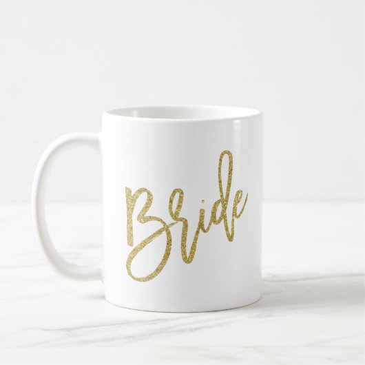 Braut-GoldGlitzer-Skript Kaffeetasse (Links)