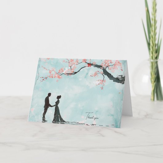 Braut & Groom Blue Theme Hochzeit Dankeskarte (Vorderseite)