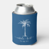 Braut Groom Blue White Palm Tree Custom Wedding Dosenkühler (Kanne Vorderseite)