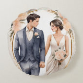 Braut & Groom Couple in Liebe Rundes Kissen (Rückseite)