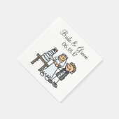 Braut Groom Cut Hochzeitstorte zusammen Serviette (Ecke)