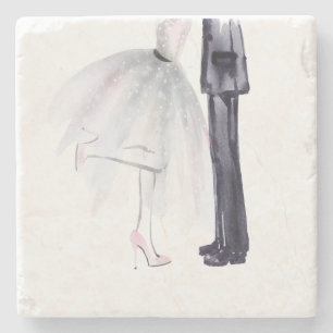 Braut & Groom Dance Wasserfarbe Untersetzer