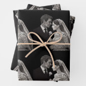 Braut & Groom Delicate White auf schwarz Geschenkpapier Set (Beispiel)