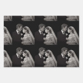 Braut & Groom Delicate White auf schwarz Geschenkpapier Set (Vorderseite)