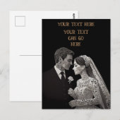 Braut & Groom Delicate White auf schwarz Postkarte (Vorne/Hinten)