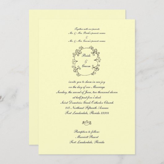 Braut & Groom Einladung (Vorne/Hinten)