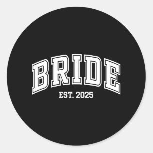 Braut Groom Est. 2025 Retro Just Married Couples W Runder Aufkleber
