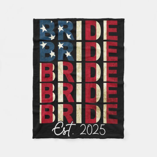 Braut Groom Est. 2025 US-Flagge nur verheiratete P Fleecedecke (Vorderseite)