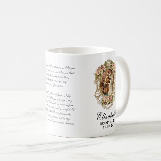 Braut Groom Gold Floral Gebet Bridesmaid Kaffeetasse (VorderseiteRechts)