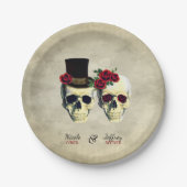 Braut & Groom Goth Skulls Hochzeit Pappteller (Vorderseite)