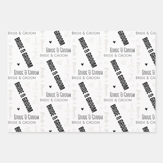 Braut & Groom Hochzeit Geschenkpapier Set (Vorderseite)