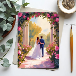 Braut & Groom Hochzeitsmalerei Postkarte