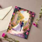 Braut & Groom Hochzeitsmalerei Postkarte