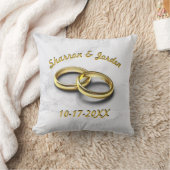 Braut & Groom Hochzeitstag Gold Rings Personalisie Kissen (Decke)