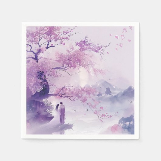 Braut & Groom Lavender Theme Wedding Serviette (Vorderseite)