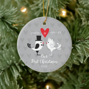 Braut & Groom Love Birds - unser erstes Weihnachts Keramik Ornament