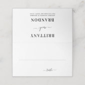 Braut & Groom Moderne Schwarz-Weiß-Hochzeit Platzkarte (Außenseite Aufgefaltet)