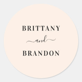 Braut & Groom Modernes Hochzeitsblush Siegel Runder Aufkleber