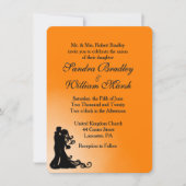 Braut, Groom Orange und Schwarze Hochzeit Einladun Einladung (Vorderseite)