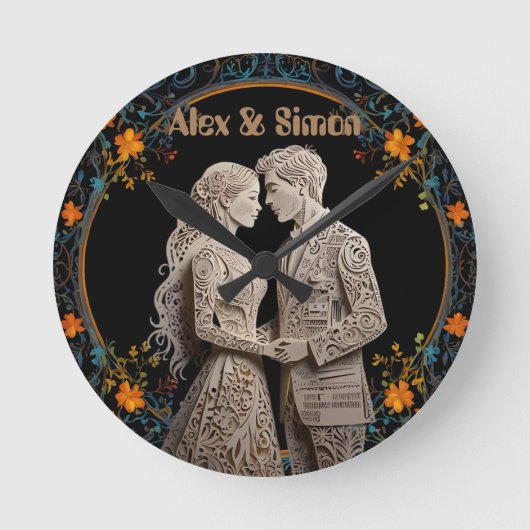 Braut & Groom Royal Classic Runde Wanduhr (Vorderseite)