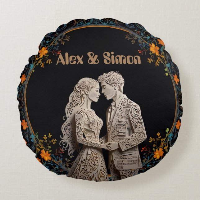 Braut & Groom Royal Classic Rundes Kissen (Vorderseite)