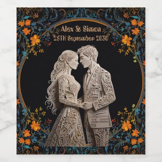 Braut & Groom Royal Classic Weinetikett (Einzelnes Label)