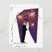 Braut & Groom Save the Date am 4. Juli Hochzeiten Ankündigungspostkarte (Vorne/Hinten)