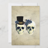 Braut & Groom Skull Goth Rustic Wedding Blue Einladung (Rückseite)