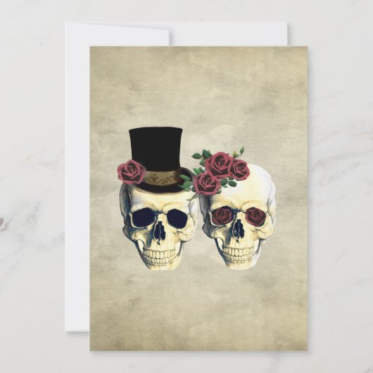 Braut & Groom Skull Goth Rustikale Hochzeit Einladung (Rückseite)