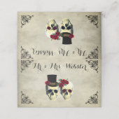 Braut & Groom Skull Goth Rustikale Hochzeit Platzkarte (Außenseite Aufgefaltet)