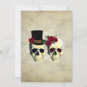Braut & Groom Skull Goth Rustikale Hochzeit Rot Einladung (Rückseite)