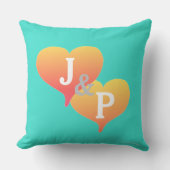 Braut Groom Türkise Koralle Reversible Kissen (Vorderseite)