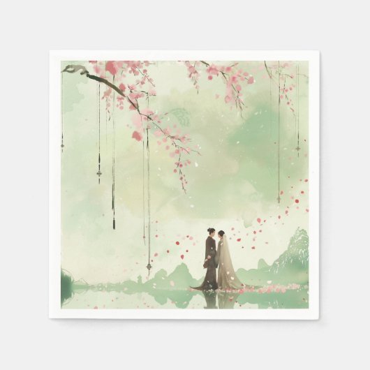 Braut & Grün Thema Hochzeit Serviette (Vorderseite)