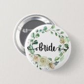 Braut Handlettering Schick Kalligrafie Rosenkranz Button (Vorne & Hinten)