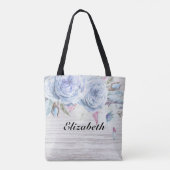 Braut Hochzeit Boho Blume Federn Rustikales Holz Tasche (Rückseite)