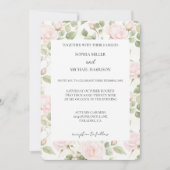 Braut Hochzeit Rosa Weiße Blumen Einladung (Vorderseite)