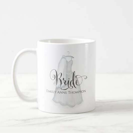 Braut Hochzeit Vintages Kleid Personalisiert Custo Kaffeetasse (Links)