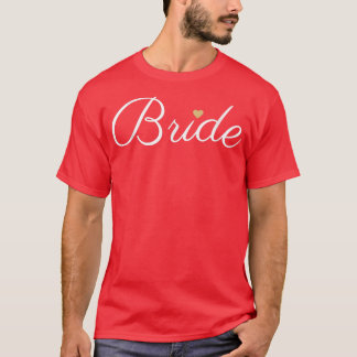Braut Hochzeit , Weiß mit goldenem Herzen, Bridal T-Shirt