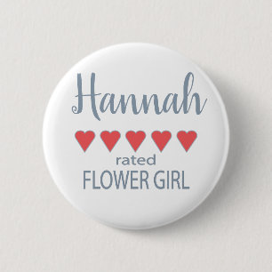 Braut- & Hochzeitsgesellschaft 5 Herz-Blumenmädche Button