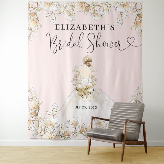 Braut Hochzeitsgown Blumenrot Rosa Brautparty Wandteppich (Beispiel)