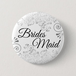 Braut Hochzeitshaube Maid Button Silver Lacy Curls