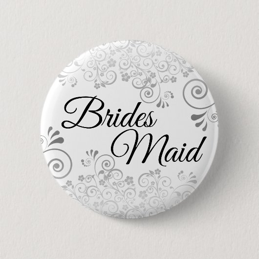 Braut Hochzeitshaube Maid Button Silver Lacy Curls (Vorderseite)