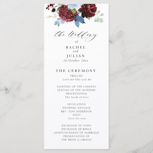 Braut-Hochzeitskalender Programm (Vorderseite)