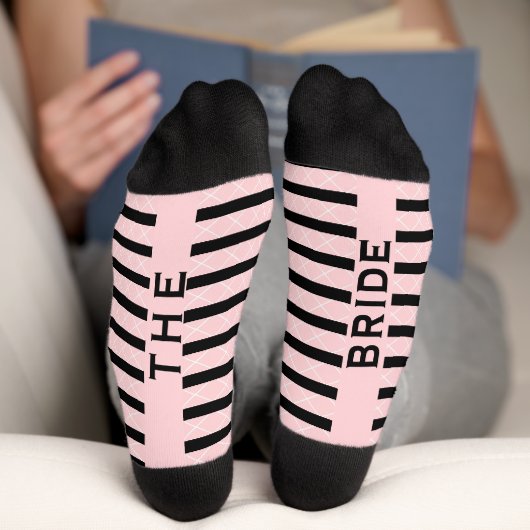 Braut Hochzeitsparty Rosa und Schwarz Socken (Unterseite)