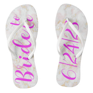 Braut Hochzeitstag Rosa Goldmarmor Flipflops Badesandalen
