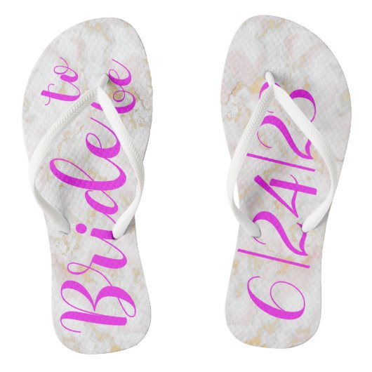 Braut Hochzeitstag Rosa Goldmarmor Flipflops Badesandalen (Fußbett)