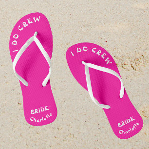 Braut I Do Crew Neon Pink Badesandalen